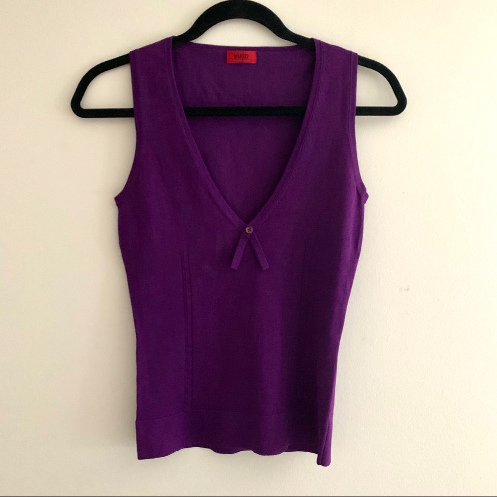 Hugo Boss purple sweater vest with button detail